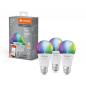 Preview: 3er Sparpack LEDVANCE SMART+ WiFi Classic E27 Leuchtmittel RGBW Farbwechsel dimmbar 9,5W wie 75W 2700-6500K